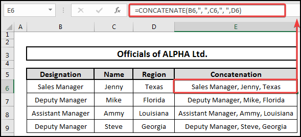 Use the CONCATENATED function to gather multiple data by adding comma in a cell in Excel.