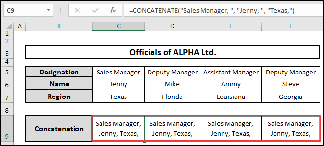 Use the CONCATENATE and TRANSPOSE functions to gather multiple data by adding commas in a cell in Excel.