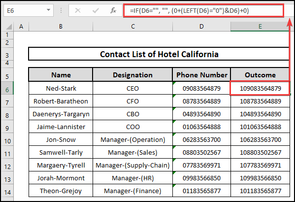 Use of the combination of IF and LEFT functions to add number before a specific digit of a number in Excel.