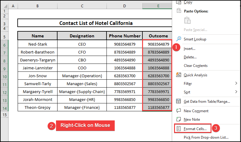Getting Context menu by Right-Clicking on the mouse.