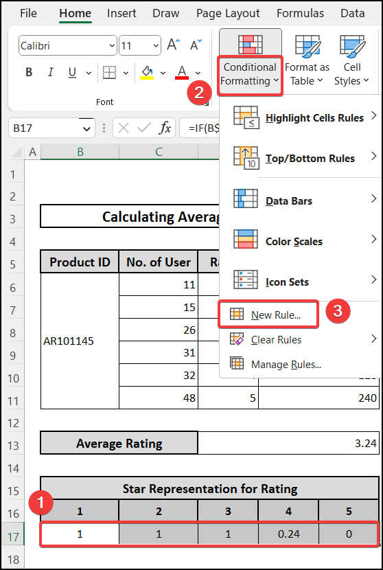 New rule option from conditional formatting drop-down