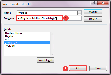 pop-up box named Insert Calculate Field appears.