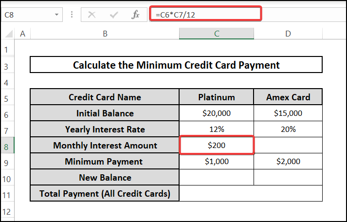 Calculate the Minimum Credit Card Payment