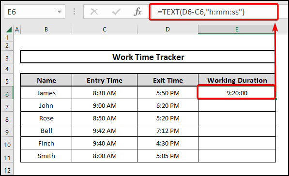Using the TEXT function to calculate the duration of time in Excel