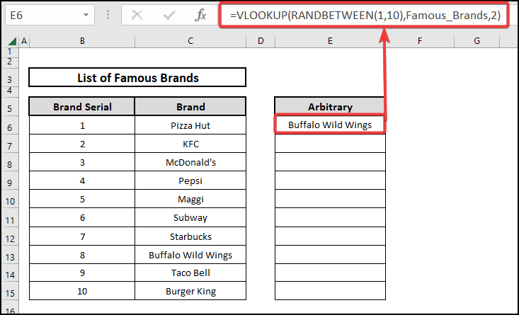 Using the VLOOKUP and RANDBETWEEN functions to generate random data in Excel 
