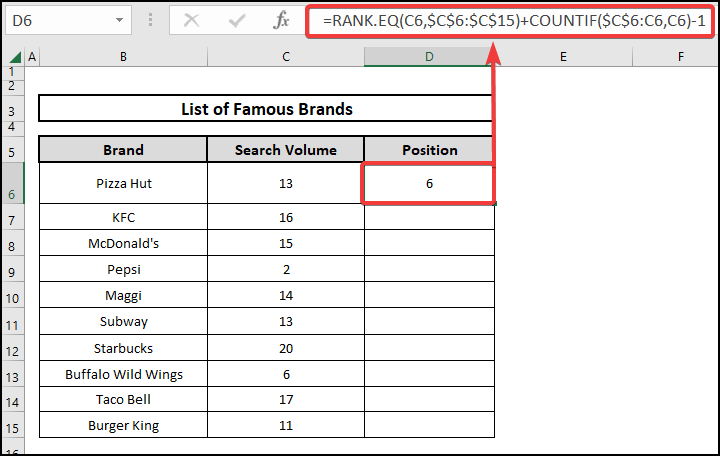 Using the RANK.EQ and COUNTIF functions to generate random data in Excel 