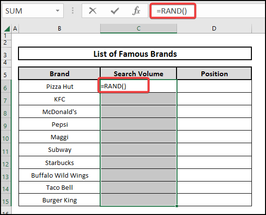 Using the RAND function to generate random data in Excel 