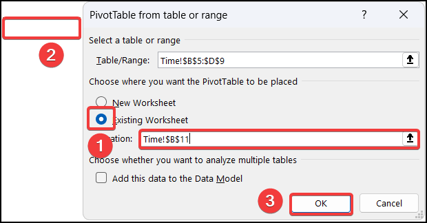 Editing Pivot Table Window