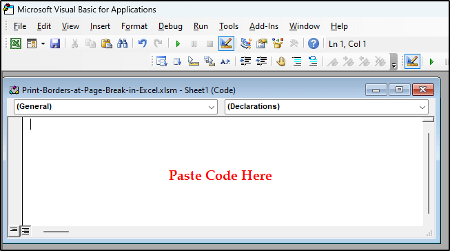 Paste VBA code 