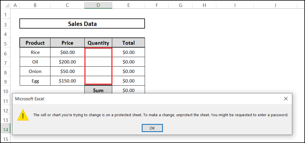 Output of protecting excel sheet but allowing data entry