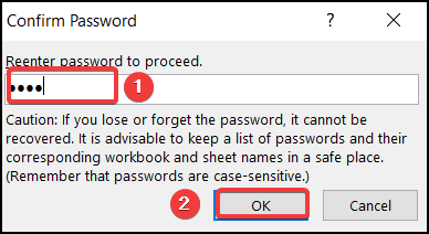 Confirming password