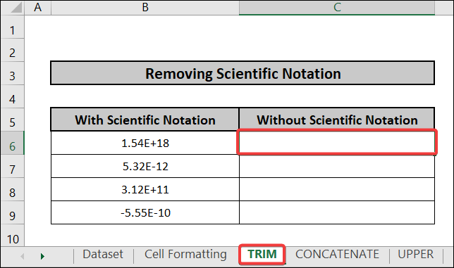 applying TRIM function 