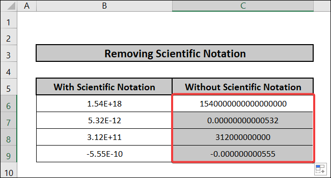 how to remove scientific notation in excel using TRIM function 