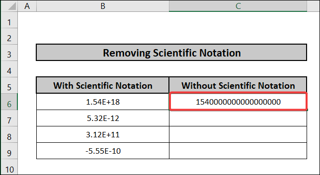remove scientific notation in excel applying CONCATENATE Function