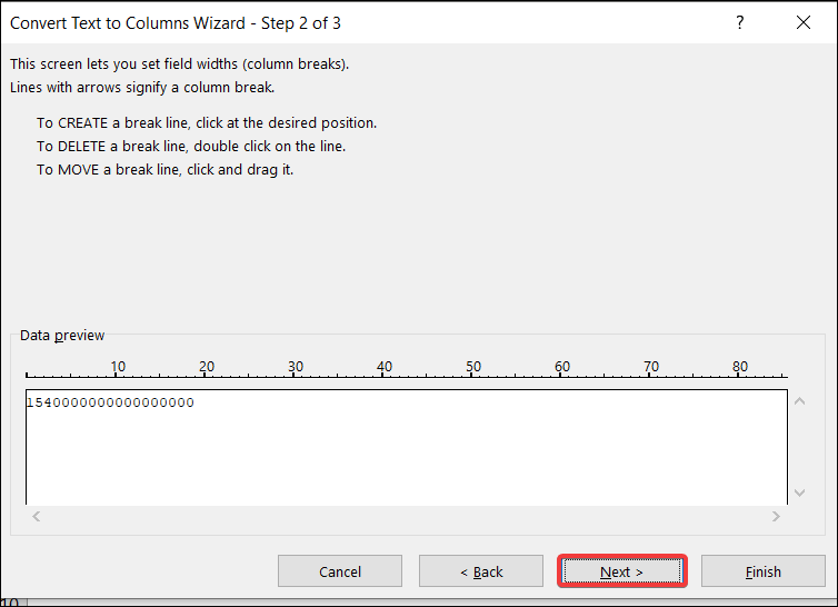 remove scientific notation implementing Text to Column Feature 