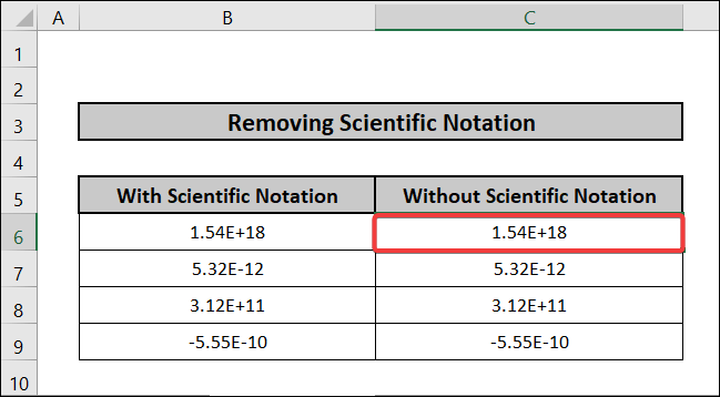 how to remove scientific notation in excel applying cell formatting 