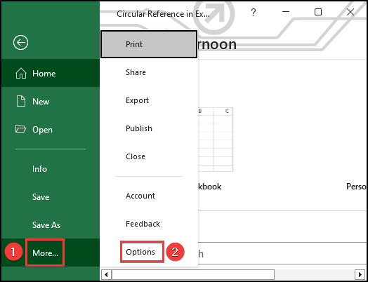 Getting Excel Options box.