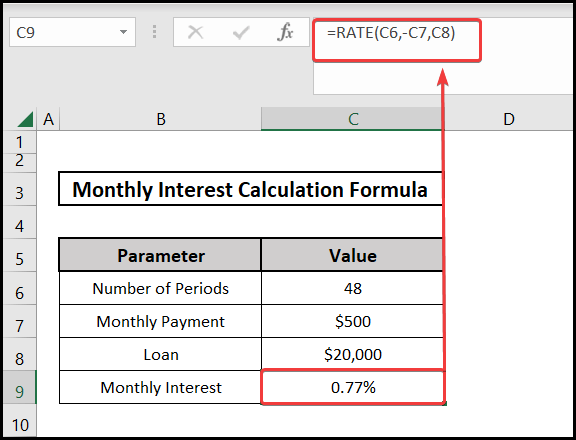 Using the RATE function for monthly interest