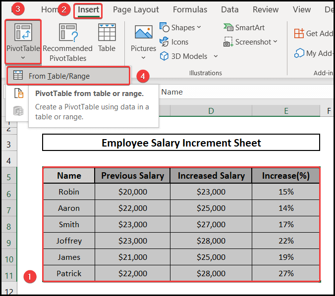 Inserting into Pivot Table