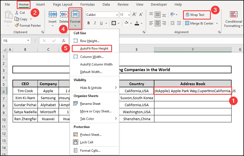 Wrap text and autofit to Concatenate with carriage return using Formula