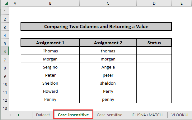 Compare Two Columns and Return a Value using IF function