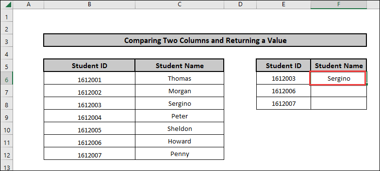 Compare Two Columns and Return a Value Applying VLOOKUP