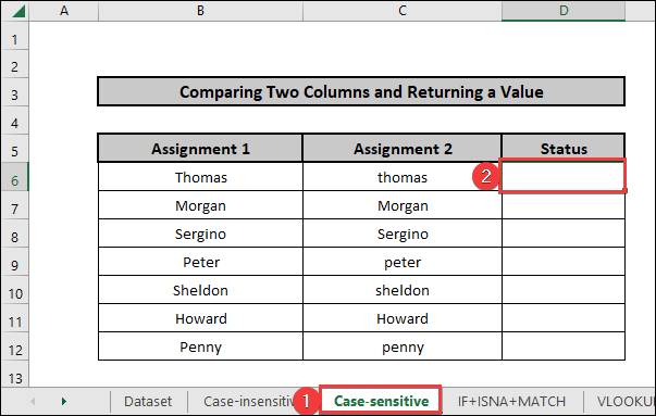 Compare Two Columns and Return a Value Utilizing IF function 