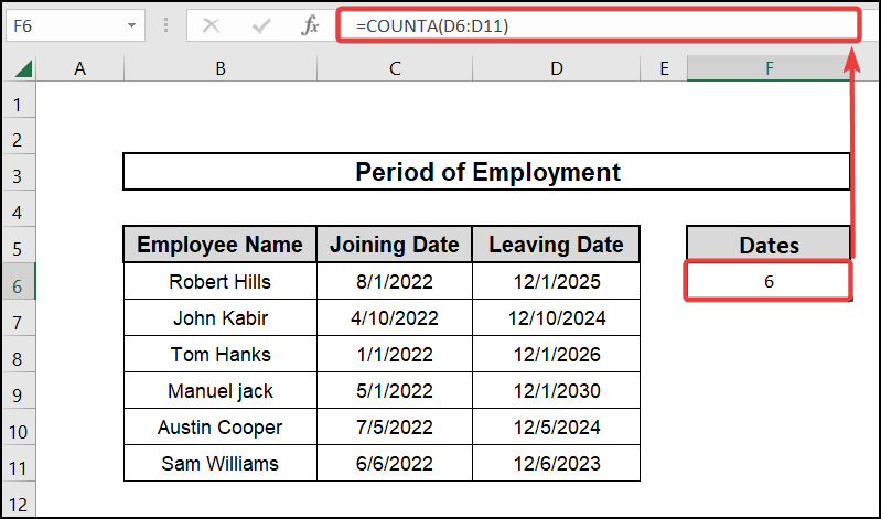 count number of cells with dates in excel