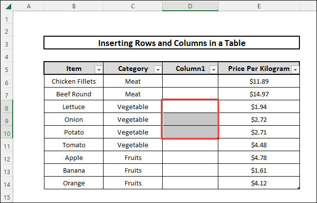 Deleting a Column in a Table 1