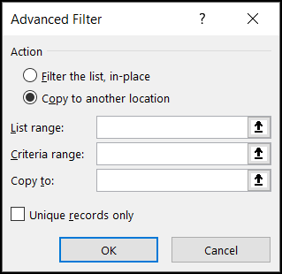 Advanced filter option in Excel