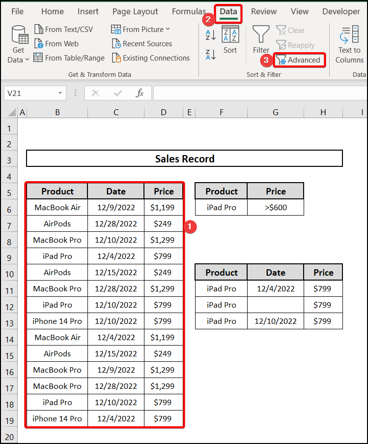 Unmerge the merged cells in excel when advanced filter not working
