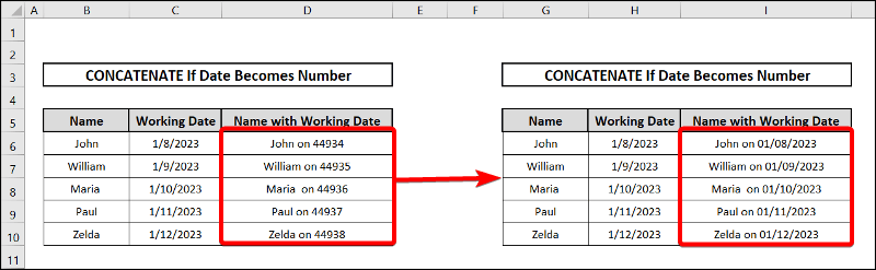 excel concatenate date becomes number