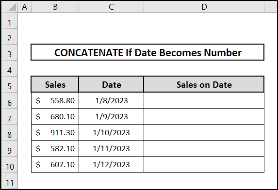 Dataset to concatenate date with a number if date becomes number 