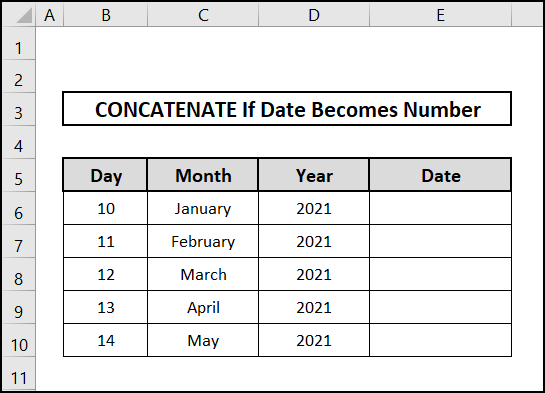 Concatenating day, month and year 