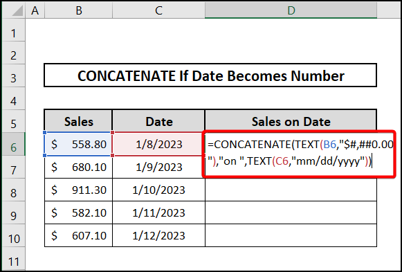 Concatenating date with number if date becomes number 