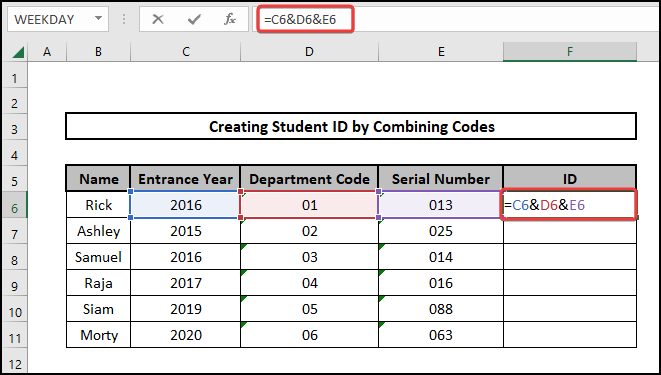 concatenate numbers with leading zeros using ampersand "&" in Excel 