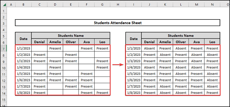 Fill Blank Cells with Text
