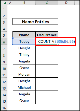 COUNTIF & Filter function to find the first occurrence of a value in a column in Excel