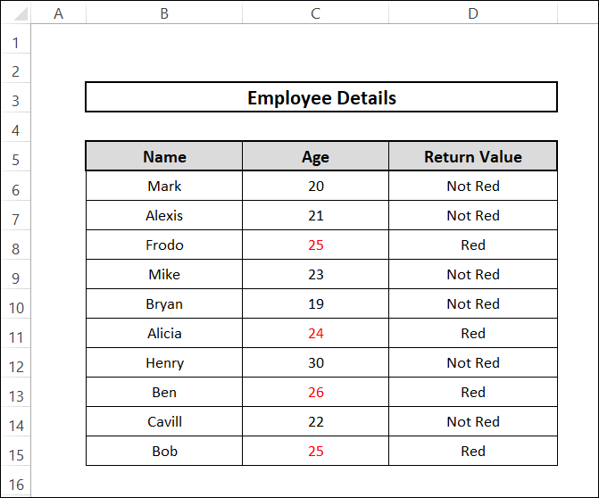 excel if font color is red then providing text values