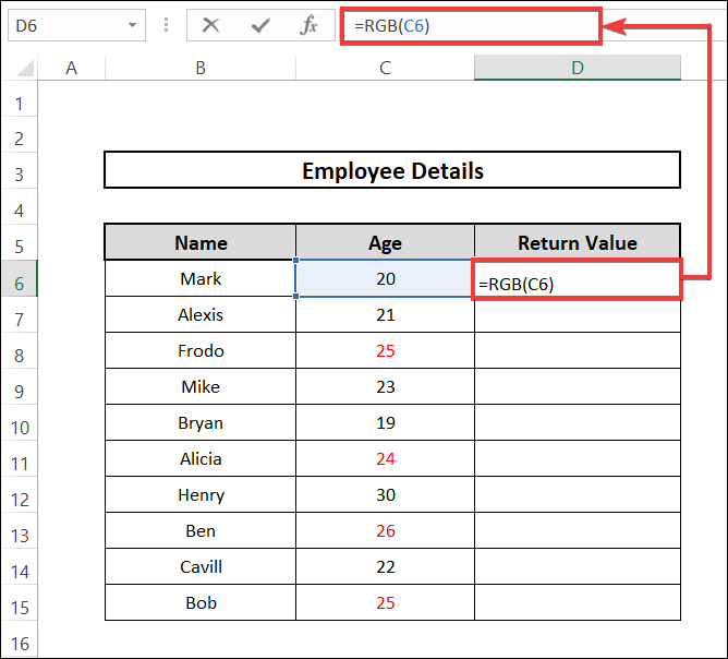 excel if font color is red then getting an RGB code as output formula