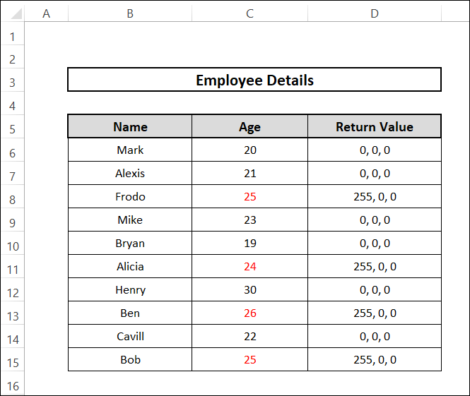 excel if font color is red then getting an RGB code as output 