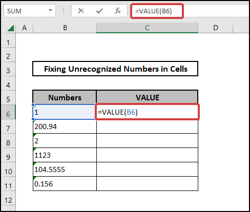 excel not recognizing numbers in cells using VALUE function