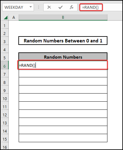 excel random number between 0 and 1 Using RAND function.