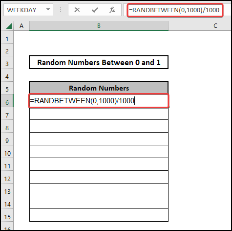 excel random number between 0 and 1 using RANDBETWEEN function