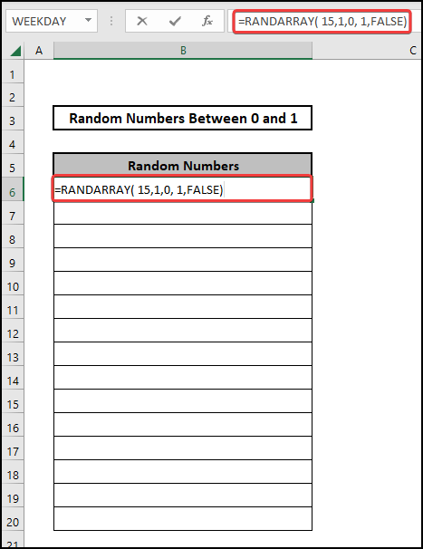 excel random number between 0 and 1 using RANDARRAY function 