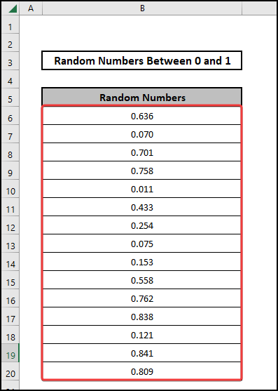 RANDARRAY function result for excel generating random number between 0 and 1 