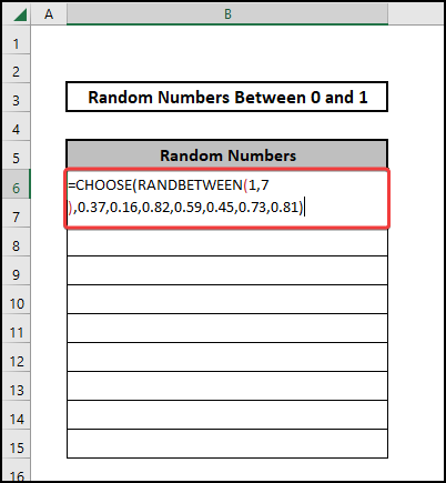 excel random number between 0 and 1 using CHOOSE and RANDBETWEEN function 