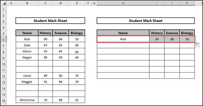 Copying along row excel to remove blank rows formula
