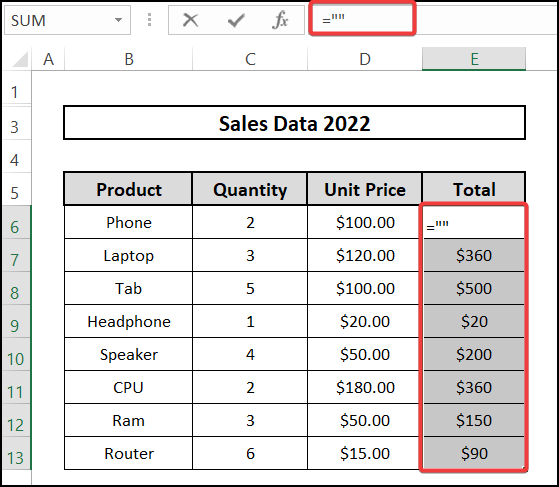 Inserting formula to replace with blank cells