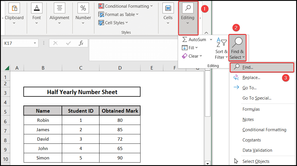 Using the editing option to find and replace multiple excel files